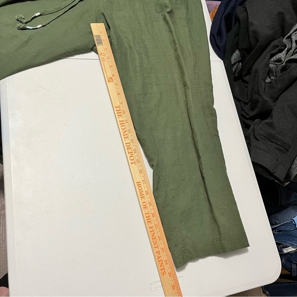 J. Crew Tie Waist Seaside Pants Green Extra Large XL Linen Blend K - Picture 8 of 10